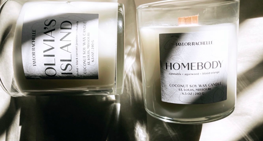 Olivia's Island and Homebody candle labels